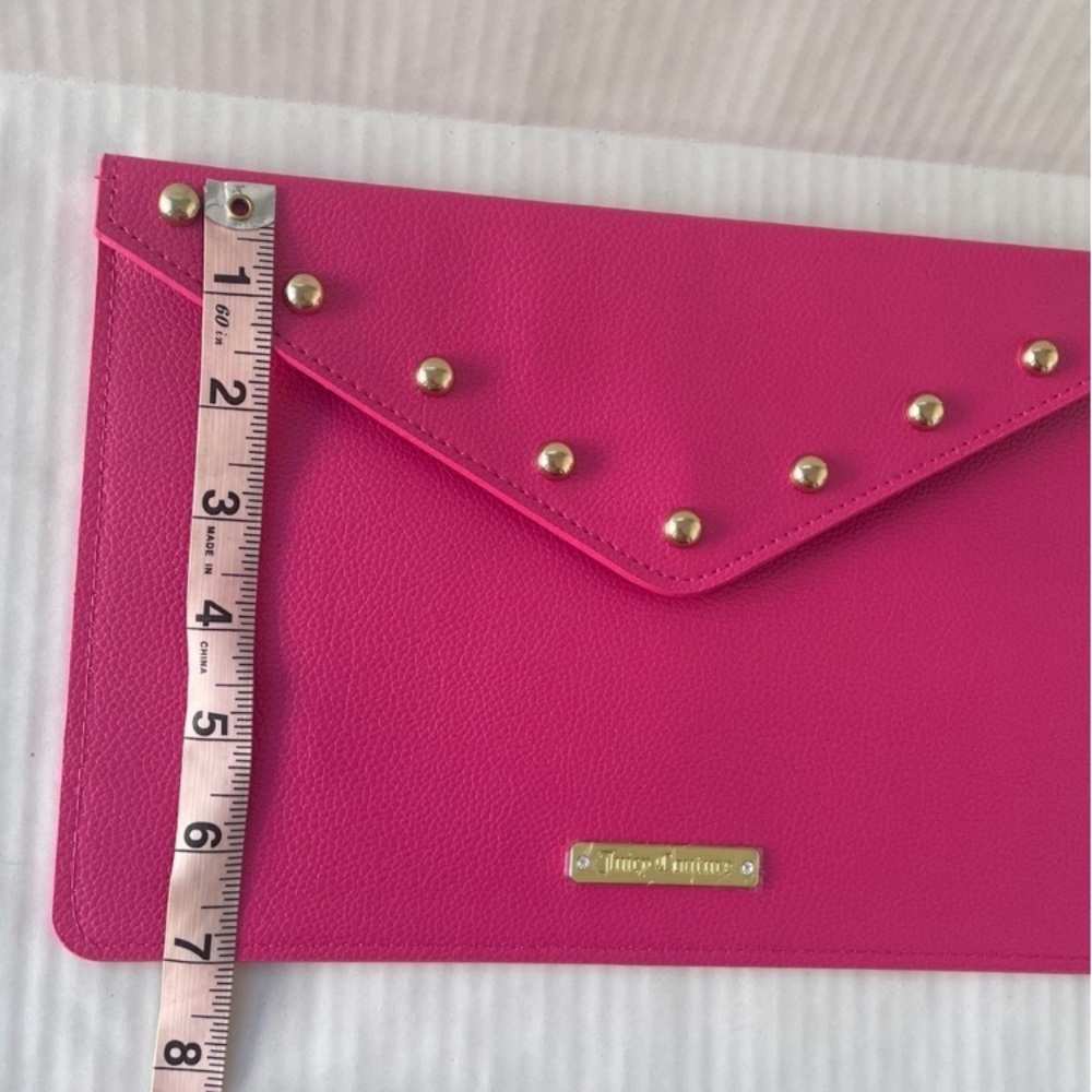 Juicy Couture Fuchsia Studded Envelope Clutch Hot Pink Gold Stud Wallet Purse - Picture 8 of 10